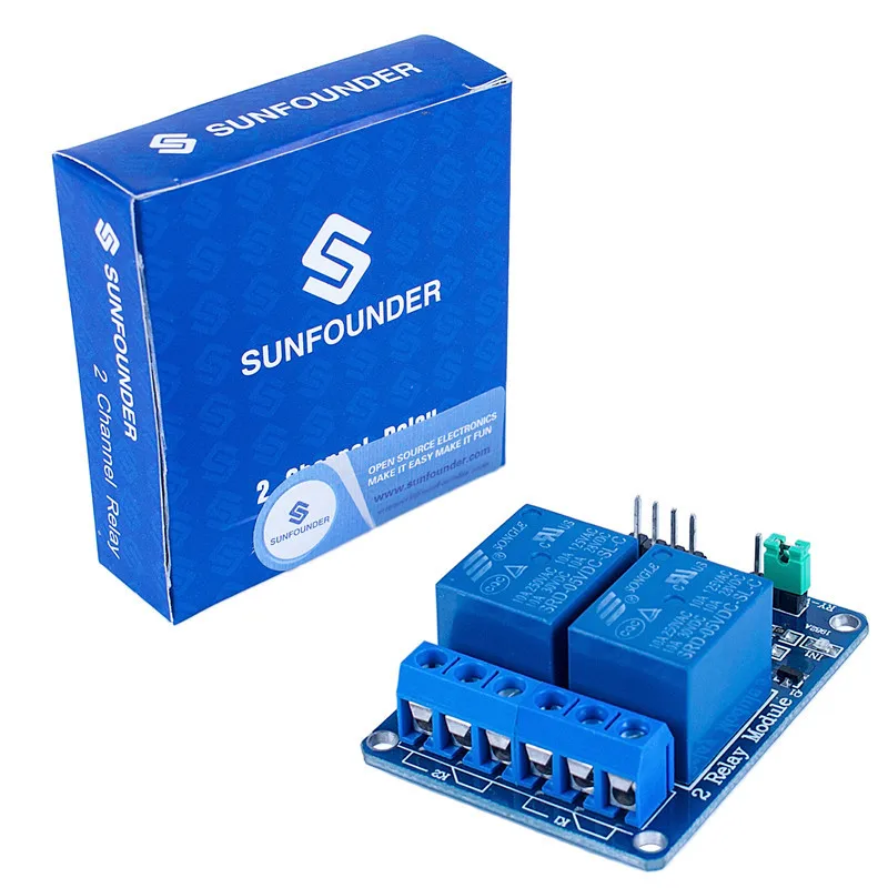 SunFounder 2 Channel DC 5V Relay Module with Optocoupler Low Level Trigger Expansion Board for Arduino UNO R3 MEGA 2560 1280 DSP ARM PIC AVR STM32 Raspberry Pi
