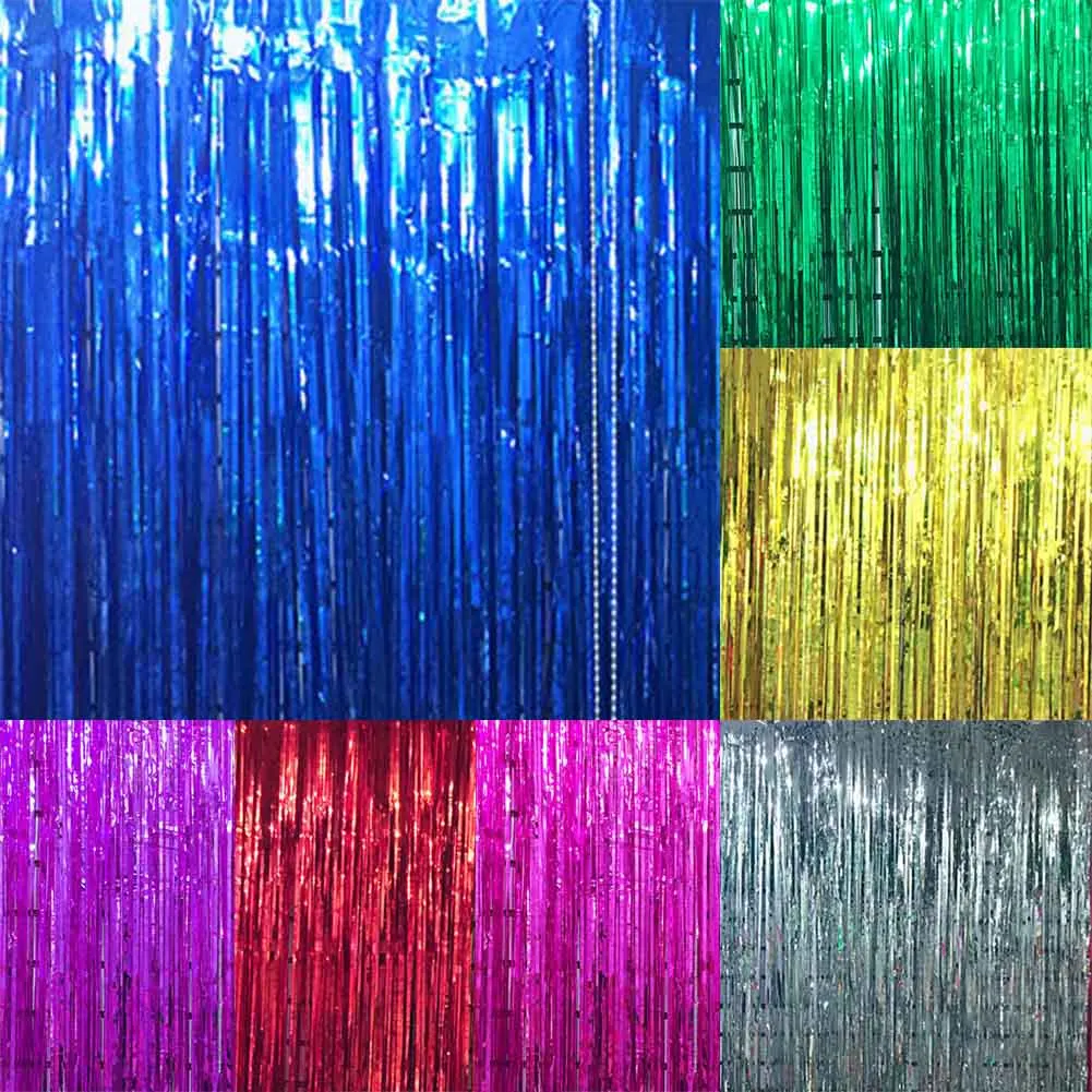 1x2 Meters Gold Foil Fringe Tinsel Curtain Tassel Garlands Wedding