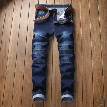 

2019 New Mens Brand Jeans Fashion Men Casual Slim fit Straight High Stretch Feet Skinny Jeans Men Blue Gentleman Denim Trousers