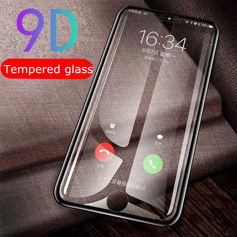 9D Curved Edge Protective Glass on the For iPhone XS MAX XR X Tempered Screen Protector 8 7 6 6s Plus Film | Мобильные телефоны и