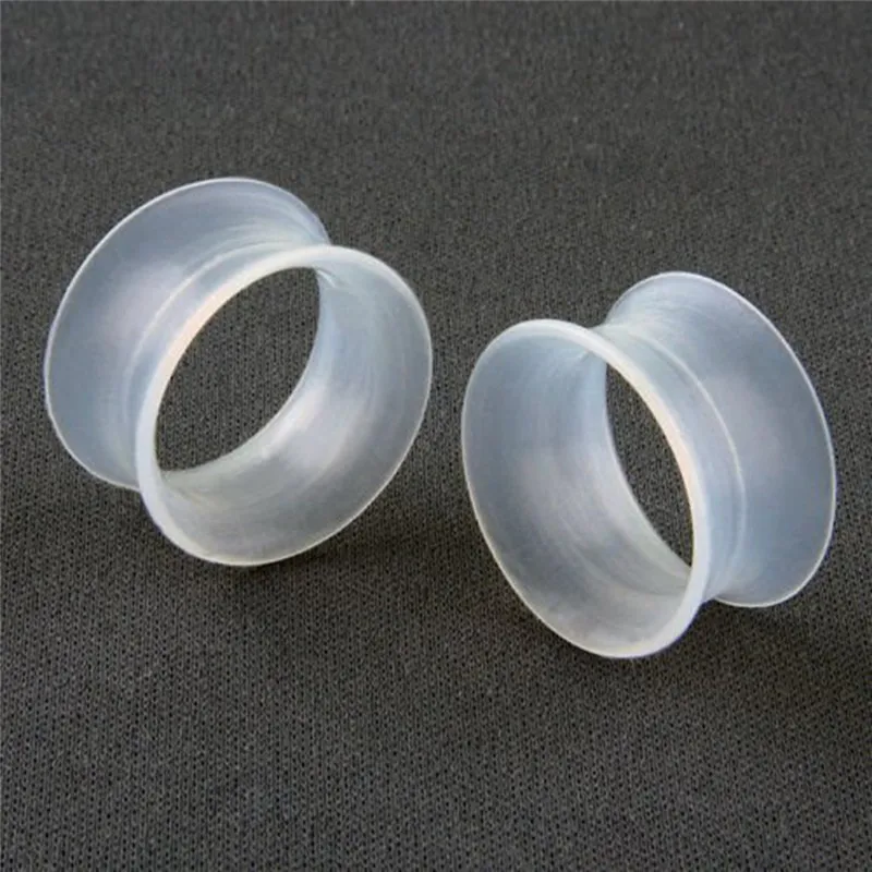 2Pcs Luminous Ear Tunnels Piercing Thin Silicone & Acrylic Clear 6-25mm Flesh Ear Piercing Flow Liquid Ear Tunnels Piercing