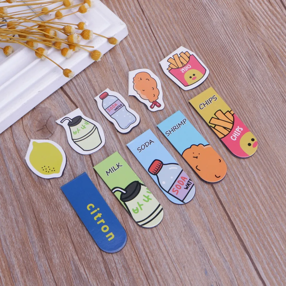 

2Pcs Cartoon Metal Magnetic Bookmarks Note Memo Stationery Book Mark