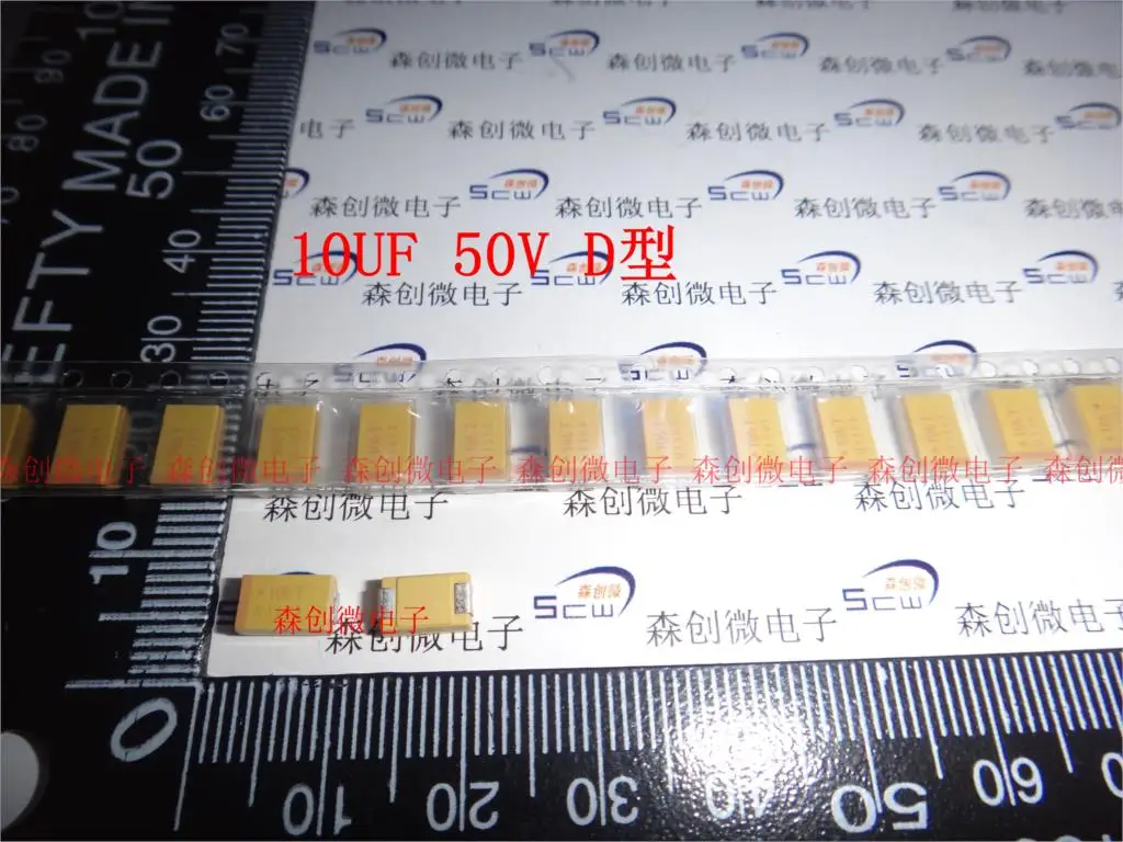 Polarity SMD tantalum capacitor type 106 t 10 uf 50 v D 7343