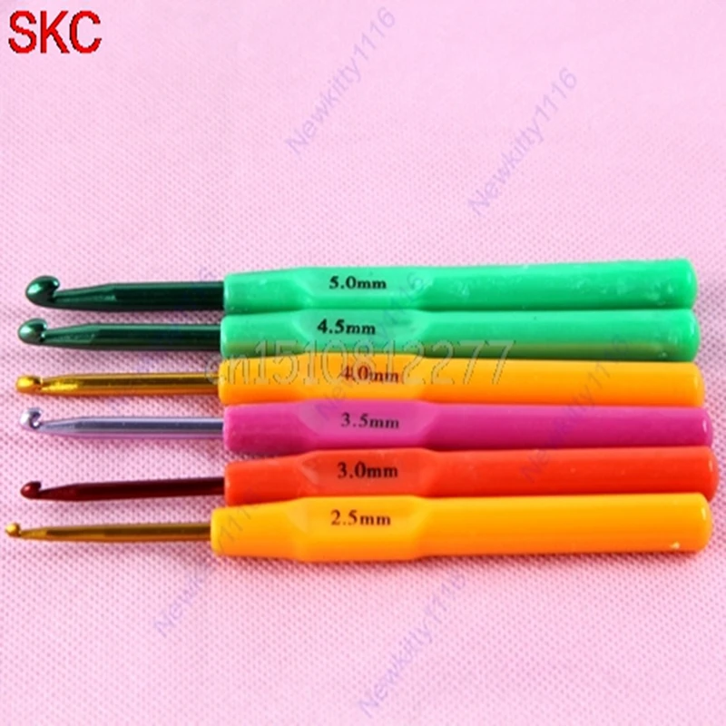 6 шт. многоцветная пластиковая ручка Алюминиевые крючки для вязальные спицы плетение ремесло# H0VH