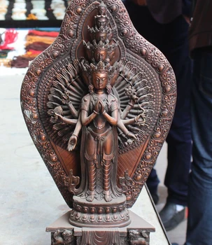 

FREE SHIPPING 17" Chinese Copper Bronze 1000 Arms Avalokiteshvara Guan Yin Goddess Statue
