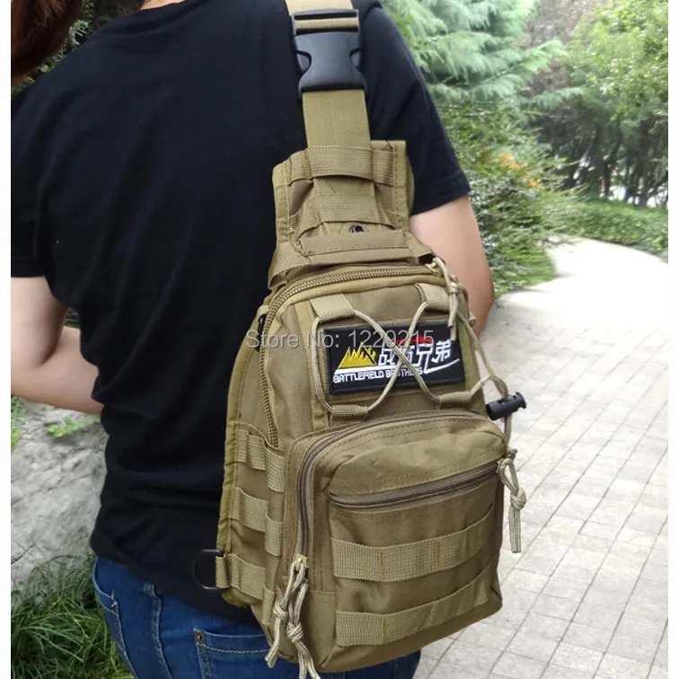 

Tactical Single Shoulder Bag Camouflage Chest Pack Outdoor Casual Chest Sling Bag Sports Messenger Bag ACU/Black/TAN