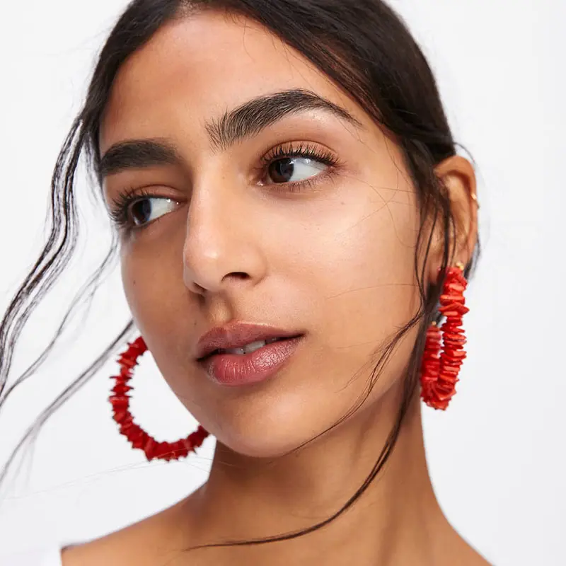 

Half Circle Big Hook Drop Earrings Women Za Earrings Jewelry Irregular Natural Stone Faux Pearl Earrings Boho Ethnic Earings
