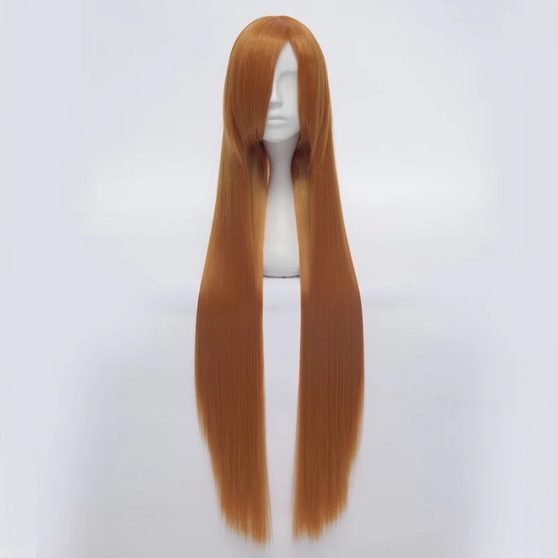 100cm Long Orange Straight Anime Basic Hair Cosplay Wig Heat Resistant