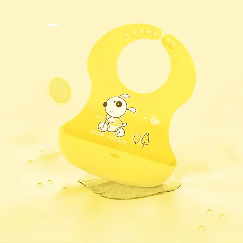 Cartoon Prints Kids Silicone Bib Baby Bibs Children Adjustable Waterproof Bib Baby Boy Girl Feeding Tools Baby Stuff for Newborn