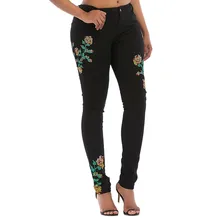 Модные женские растягивающиеся женские джинсы Высокая талия стрейч женское платье брюки обтягивающие женские цветочные черные джинсы vaqueeros Mujer 20