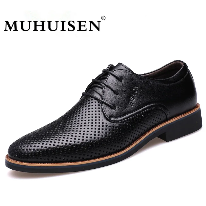 comprar Homens Se Vestem Sapatos Formal Respirável Escavar Couro MUHUISEN Verão Masculinos Oxfords Sapatos Casuais de Negócios Sapatos de Casamento