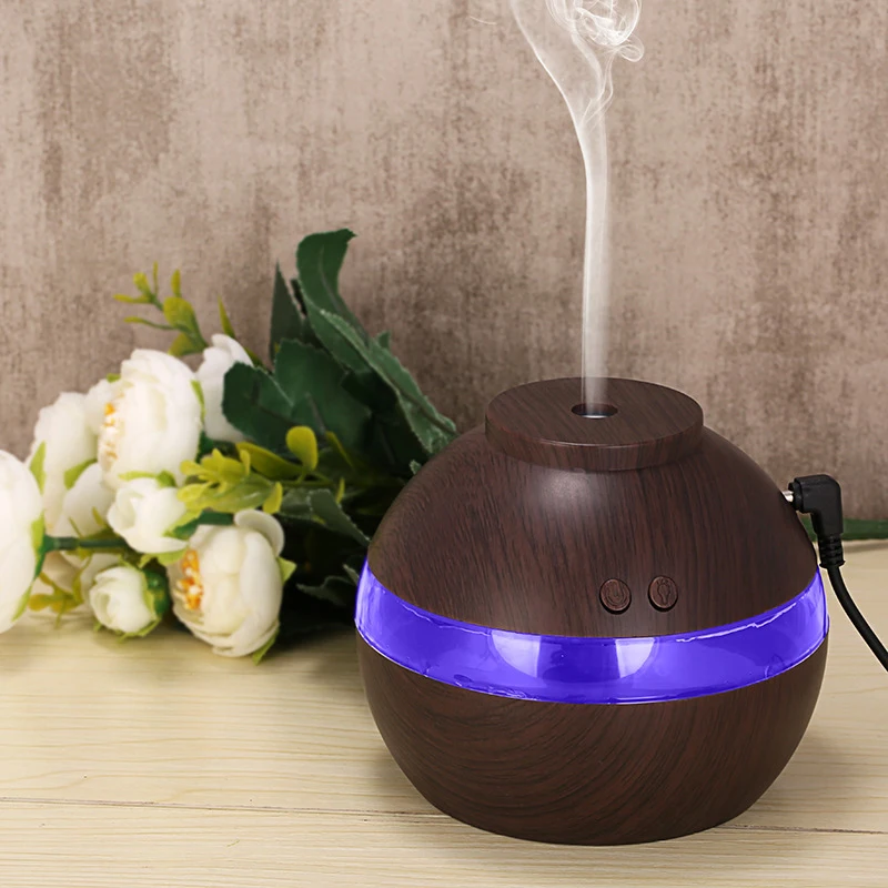 

2019 Drop Shpping 300ml Wood Grain Aroma Diffuser Air Humidifier Ultrasonic Nebulizer Useful Convenient Moisture Night Light