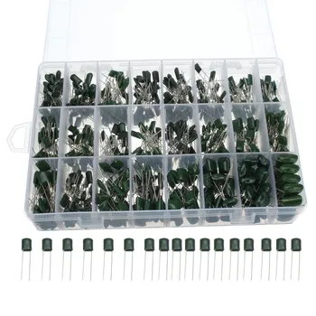 

660pcs/lot 24Value Capacitor kit 100V 2A221J to 2A474J Polyester Film Capacitor Assorted Kit 0.22nf~470nf Capacitors