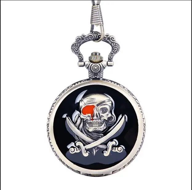 

New Bronze antiques Double ghost pirates men and woman Modern hours FOB chain pocket watches gift