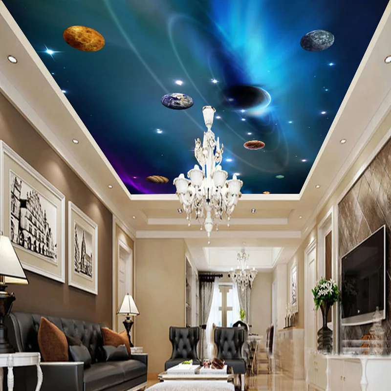 Us 8 28 56 Off Nach 3d Decke Tapete Wandbild Raum Solar System Planeten Schlafzimmer Decke Hintergrund Wand Wohnzimmer Wand Papier Wand Malerei In