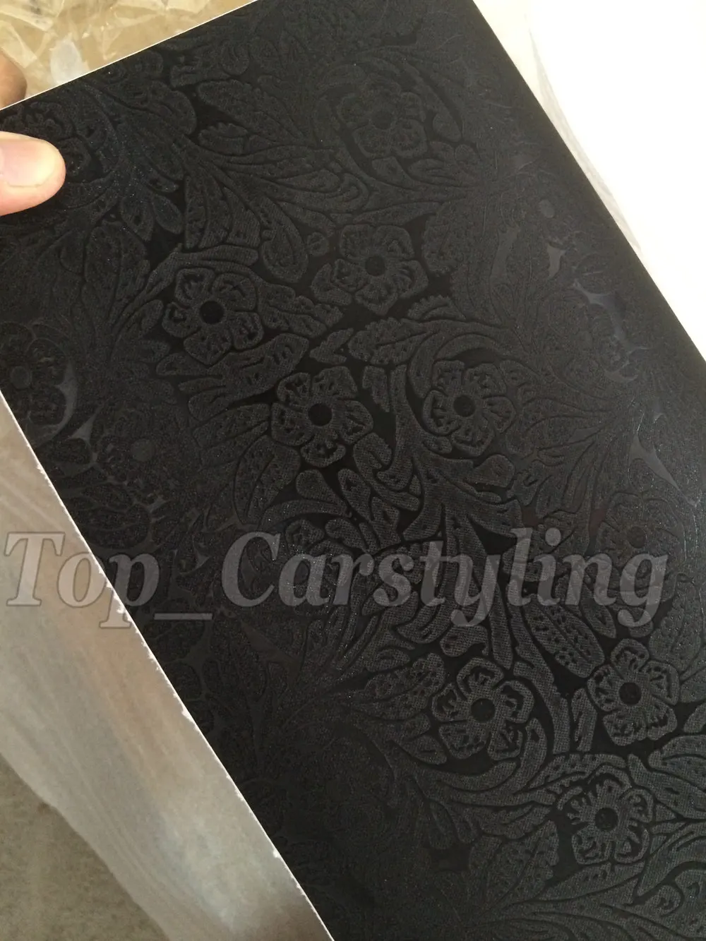 Рельефная 3D Черная Виниловая пленка для отделки автомобиля с воздушным