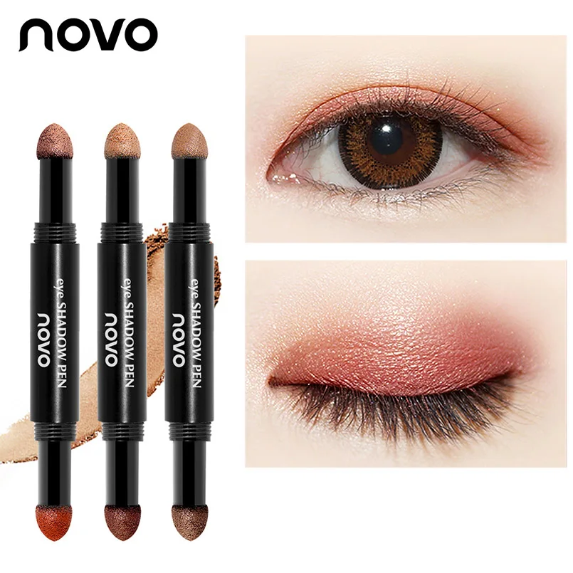 

Brand NOVO Double-ended Eyeshadow Stick Nude Matte Beauty Pro Eyes Makeup Pigments Easy to Wear Shimmer Eye Shadow Pen Maquiagem