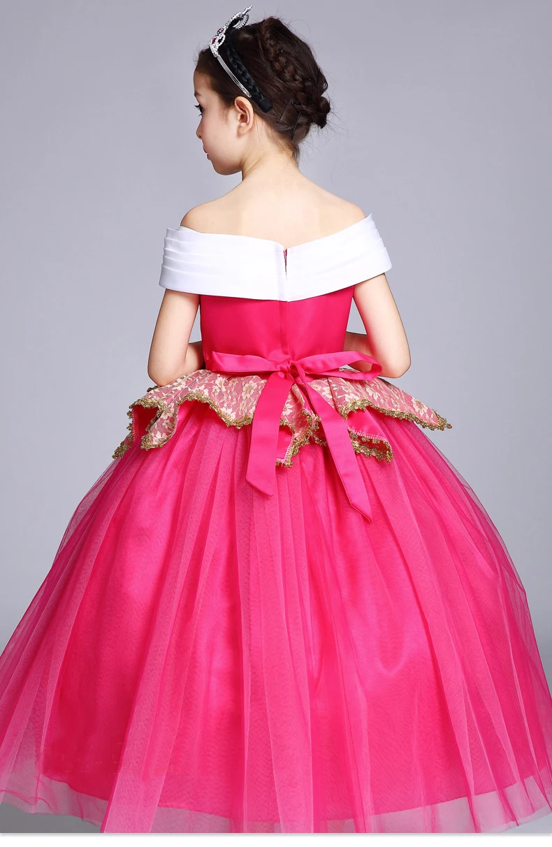 Fancy Girls Princess Aurora Dress Sleeping Beauty Cosplay Costume Ball Gowns Children Girls Christmas Party Costume Cotton