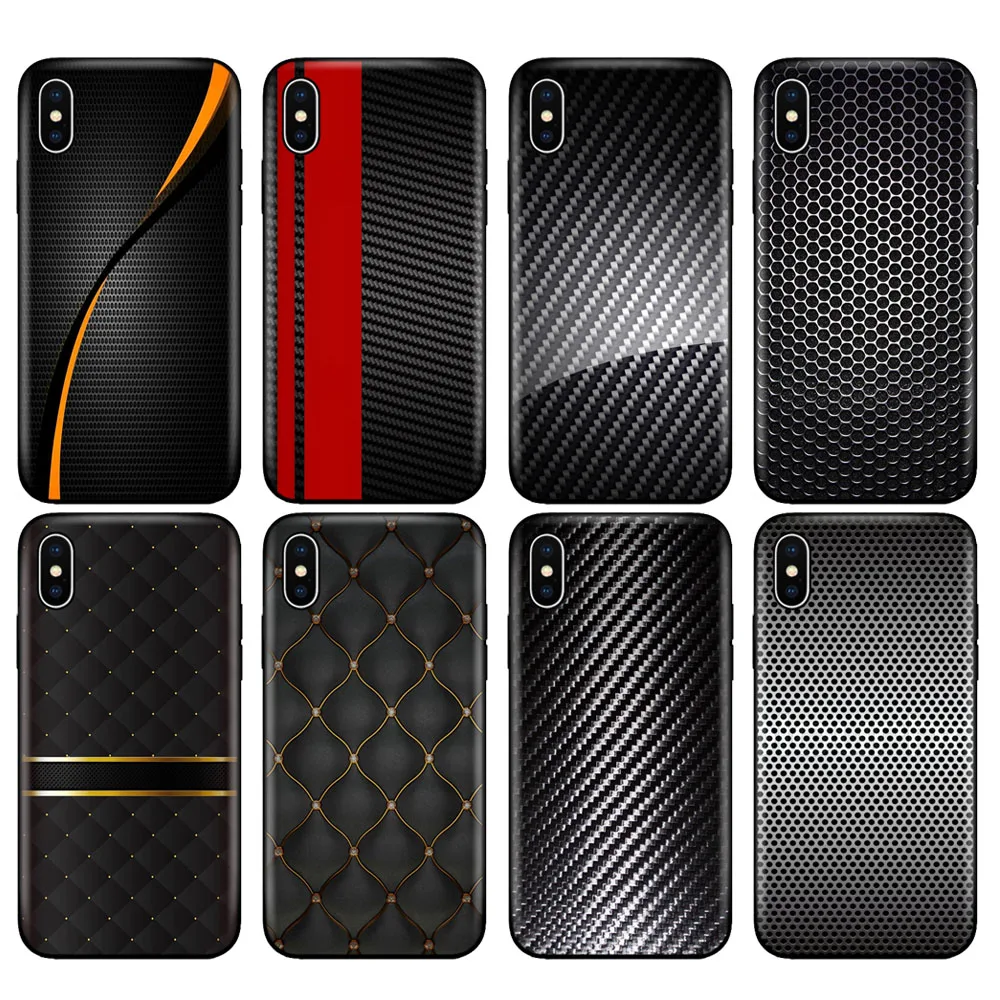 

Black tpu case for iphone 5 5s se 6 6s 7 8 plus x 10 case silicone cover for iphone XR XS MAX case car carbon fibre print