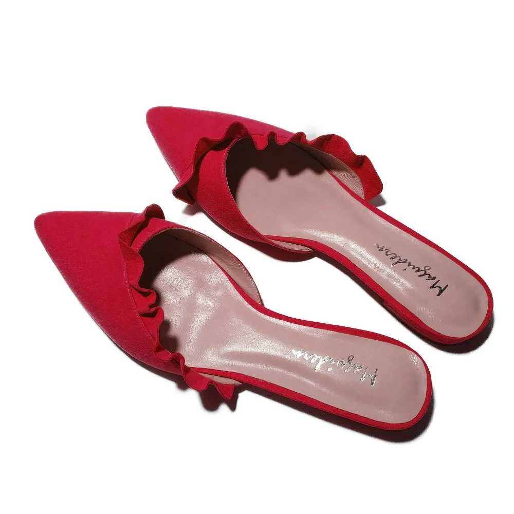 Maguidern Ruffle Trimmed Slides Backless Slippers_12