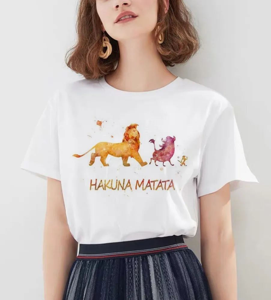 Hakuna Matata рубашка Женская Harajuku Ullzang винтажная кавайная футболка Femme Homme летняя футболка Модный Топ Футболка женская футболка - Цвет: 23