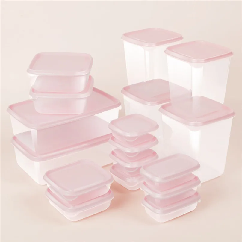 1 set of 17 PCS Kitchen Storage Box Sealing Food Preservation Plastic Fresh Pot Container Storage Boxes #3m18 (2)