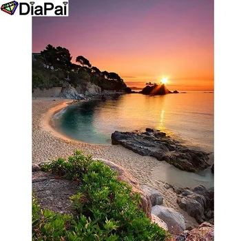 

DIAPAI 100% Full Square/Round Drill 5D DIY Diamond Painting "Sunset seaside" Diamond Embroidery Cross Stitch 3D Decor A20596