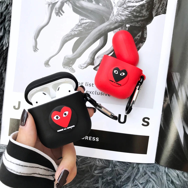 

Fashion Love heart Wireless Bluetooth Earphone Case For Apple AirPods Silicone Case Airpods 2 Luxury CDG Play Protective Cover