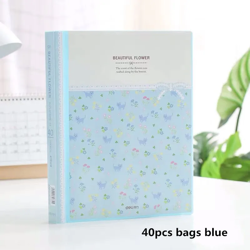 80 страниц водонепроницаемый многослойный вкладыш A4 папка для файлов сумка органайзер для документов сумка бумажный чехол для хранения музыкальный балл клип коробка для брошюр - Цвет: 40pages blue