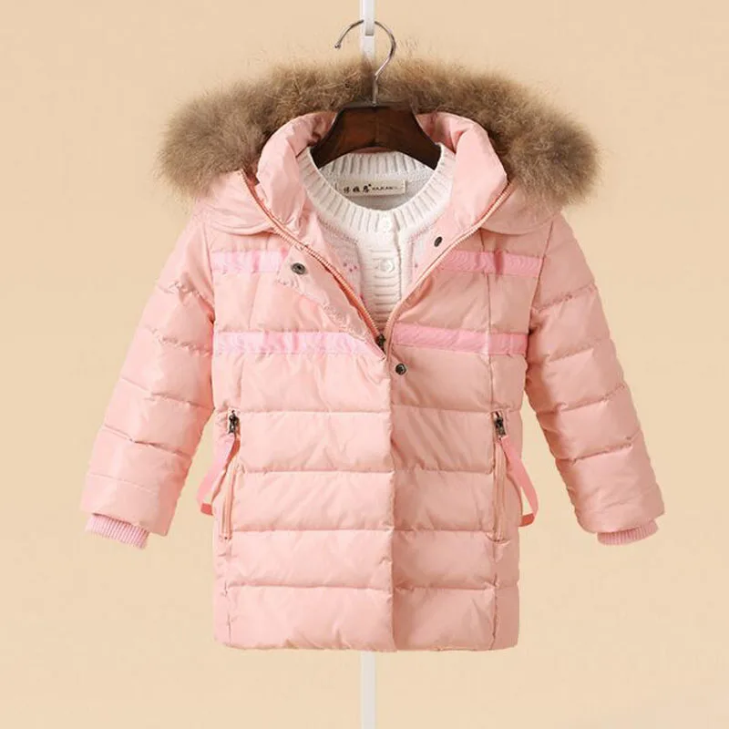 Г., теплая верхняя одежда для девочек, пальто Детская зимняя пуховая куртка пуховики и парки для девочек лыжное пальто для детей до года водонепроницаемая одежда для малышей - Цвет: Розовый