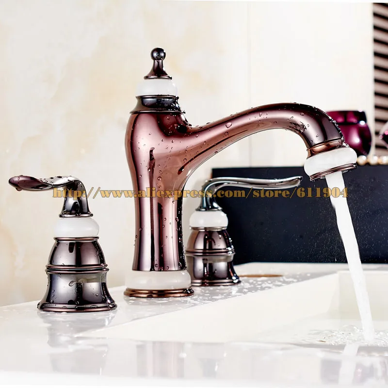 لطيفة تصميم 3 قطعة النحاس الحمام سفينة الغرور صنبور ثلاثة حفرة بالوعة حوض صنبور خلاط الصنابير الباردة صنبور الماء الساخن نوعية جيدة