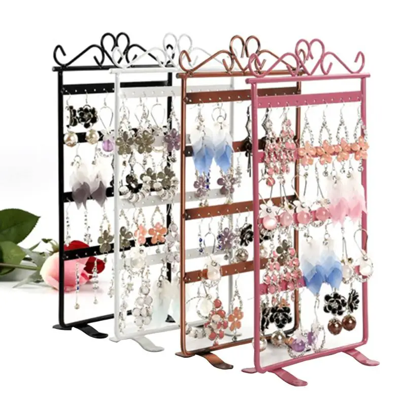  48 Holes Jewelry Organizer Stand Holder Display Metal Fashion Earring Necklace Jewellery Display Ra