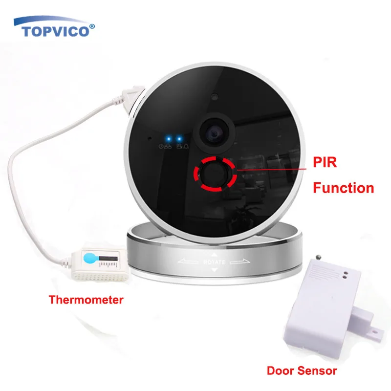  1080P Wirelss Alarm WIFI IP Camera with Motion Sensor + 433mhz Door Sensor Detector ONVIF Plug Play