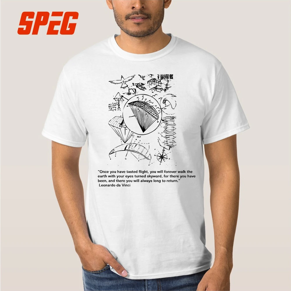 

T Shirt Famous Skydiver Davinci Front Printed T-Shirt Parachute Jumping Man Relaxed Fit Tee Shirt Male Funny Round Neck Cotton