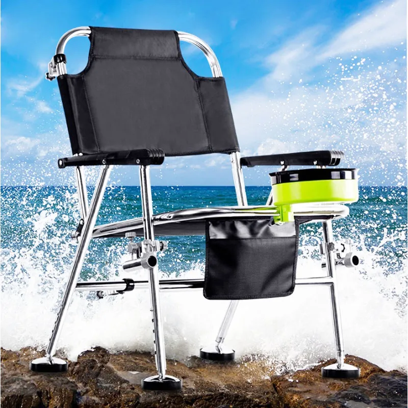 

multifunctional fishing chair outdoor leisure stainless steel fishing stool bearing 300kg wih Fishing bait & Fixture & bag