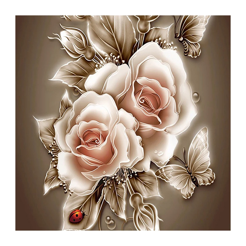 

Diy square drill diamond painting cross stitch mosaics Full 100% cover embroidery diamond embroidery White Rose