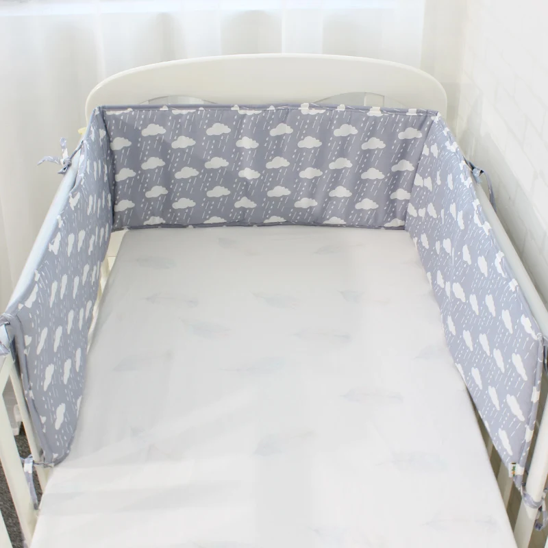 Дышащий хлопок белье детская кроватка бамперы для новорожденных Детская кроватка защита промежности до кроватка 200 см длина - Цвет: Rainy