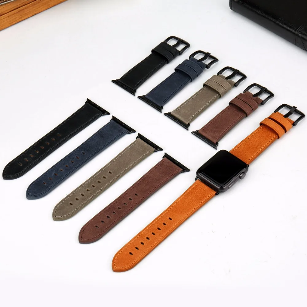 High Quality Leather Strap For Apple Watch Band 45mm 41mm 42mm 38mm 44mm 40mm Series 7 6 SE 5 4 3 iWatch Watchband 6