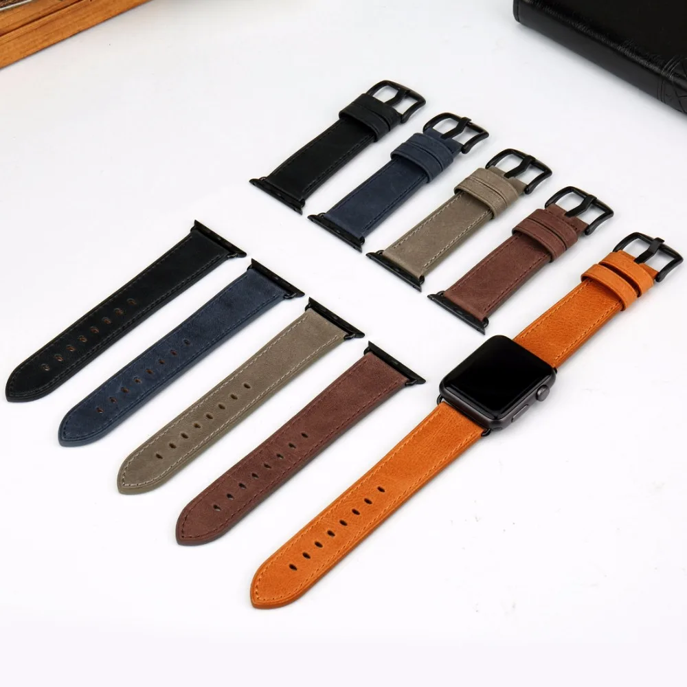 Кожаный ремешок для часов для Apple watch 38/40/41mm WIWU attelage Genuine Leather watch Bands Orange. Se 45 мм размер ремешка часов.