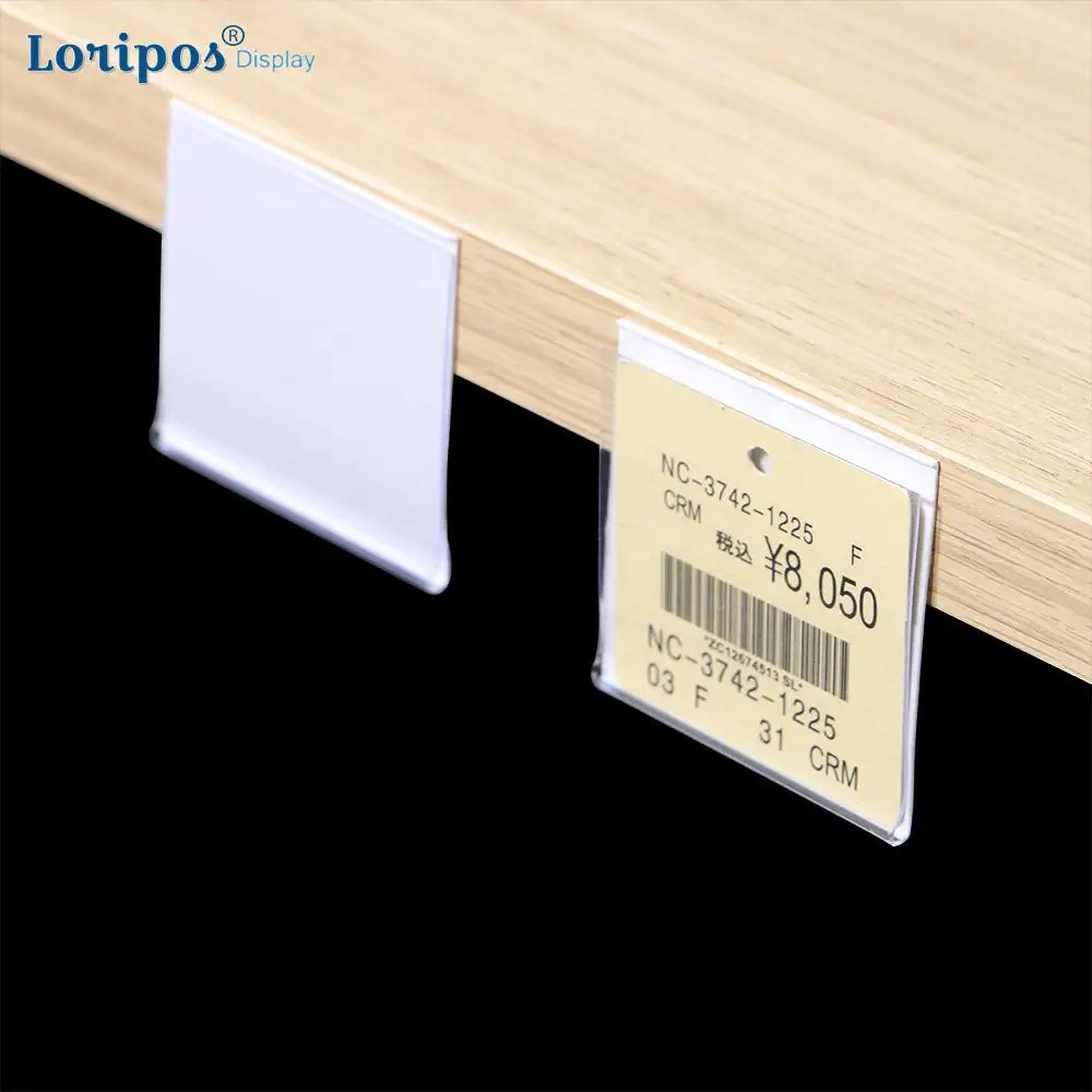 

43X43MM White Pvc Price Tag Clip Channel Shelf Talker Plastic Shelf Data Strip For Retailing Store Merchandise Price Display