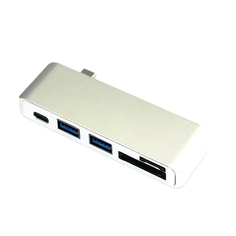 Горячий высокоскоростной 5 в 1 USB 3,1 type-C usb-хаб с USB C зарядным портом для MacBook 12 дюймов 8 - Цвет: Серебристый