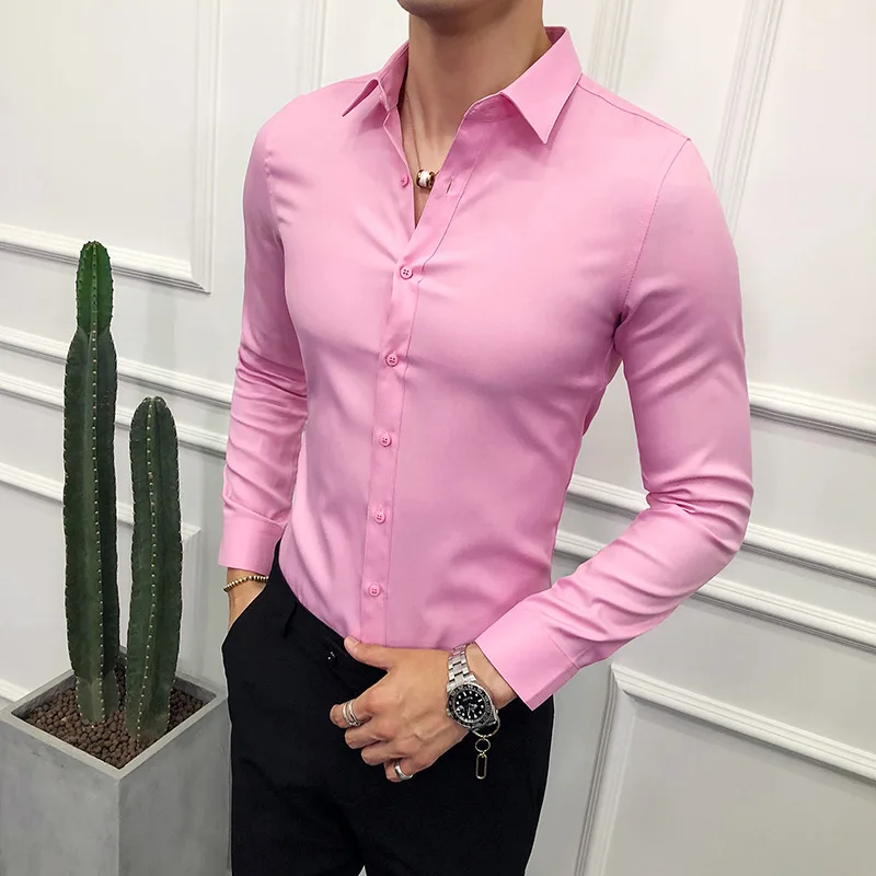 Shirt Slim Fit Brand Man Dress Shirts 