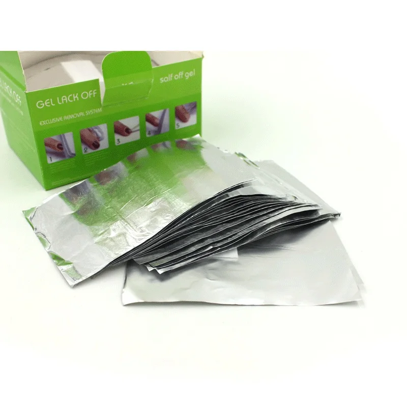 

New arriver soak off gel Aluminum Foil Paper with cutton For UV Gel Wraps Remove gel nail art products GEL LACK OFF 100pcs/bag