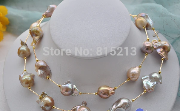 

ddh001465 PINK LAVENDER BAROQUE KESHI REBORN PEARL NECKLACE