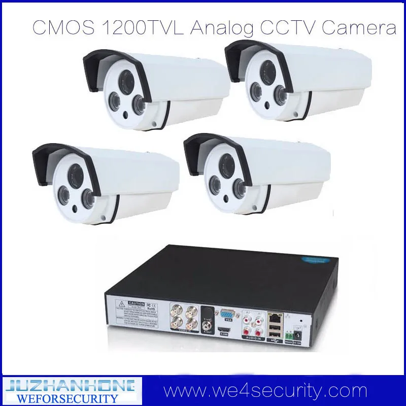 4 Channel DVR Analog CMOS 1200tvl IR Night Vision CCTV Surveillance Camera Full Set Kit 