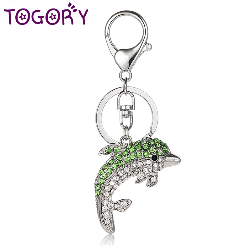 

TOGORY Lucky Dolphin Crystal Novelty Animal trendy Keychain Purse Bag Buckle HandBag Pendant For Car Keyring Holder Women