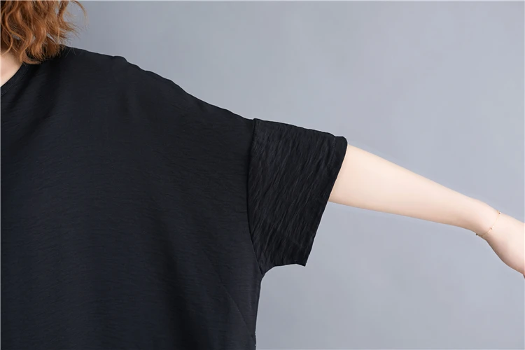 BelineRosa Женская туника платье большого размера Европейская мода с буквенным принтом короткий рукав женская футболка черное платье 666DM027