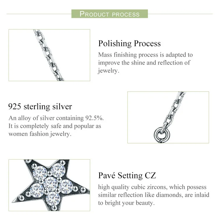 BAMOER, Настоящее серебро 925 пробы, светящееся, CZ, Звездные секретики, подвеска, ожерелья для женщин, Стерлинговое Серебро, ювелирное изделие, подарок SCN215