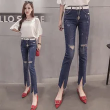 Women Jeans 2017 High Waist High Elastic Fashion Trousers Skinny Washed Solid Jeans Pants Casual Slim Leggings