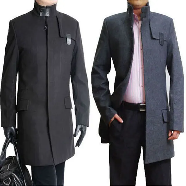 Sale 2015 New Winter coats men's Wool dust coat Turtleneck
